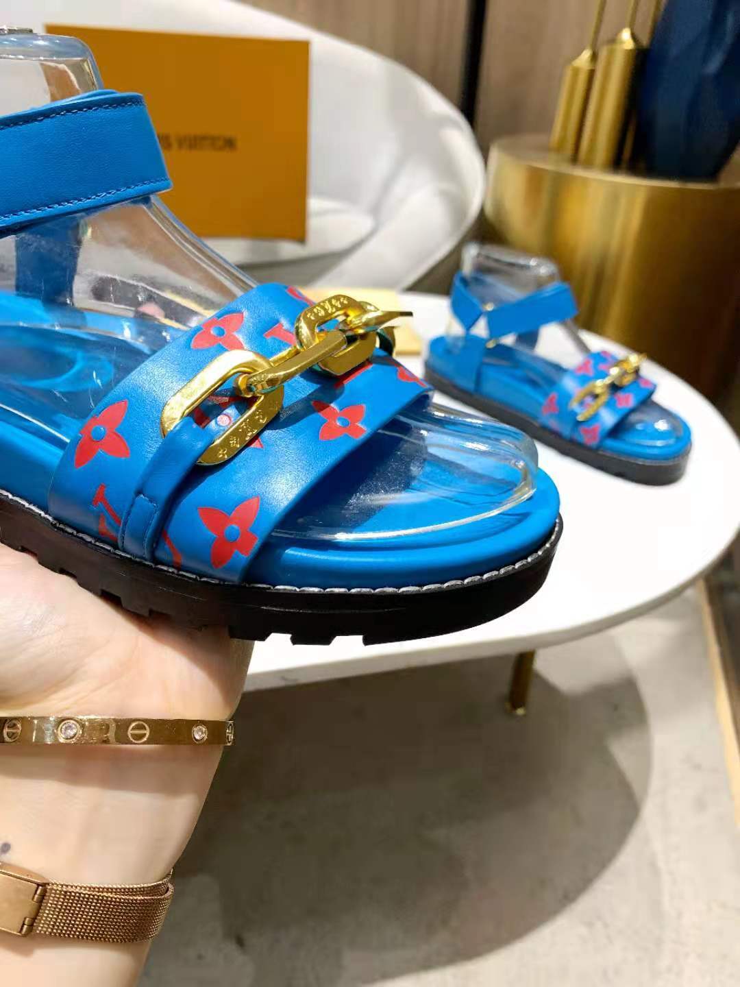 Louis Vuitton Paseo Flat Comfort Sandal Blue