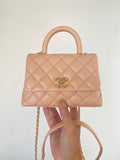 Chanel Flap Bag With Top Handle 19cm Light Brown