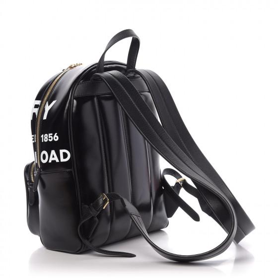 Coated Canvas Horseferry Print Backpack Black