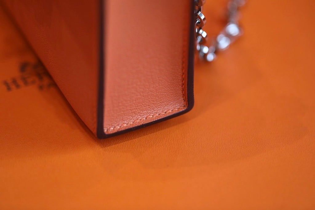 Hermes Verrou Chain Birkin Handle Bag 17cm Orange