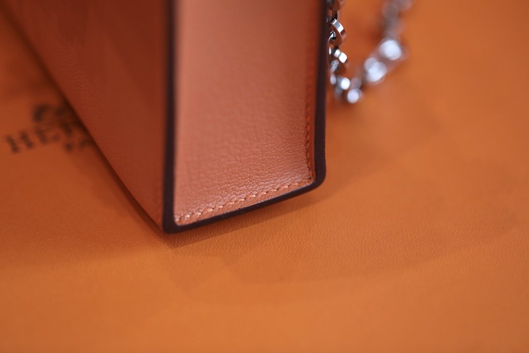Hermes Verrou Chain Birkin Handle Bag 17cm Orange