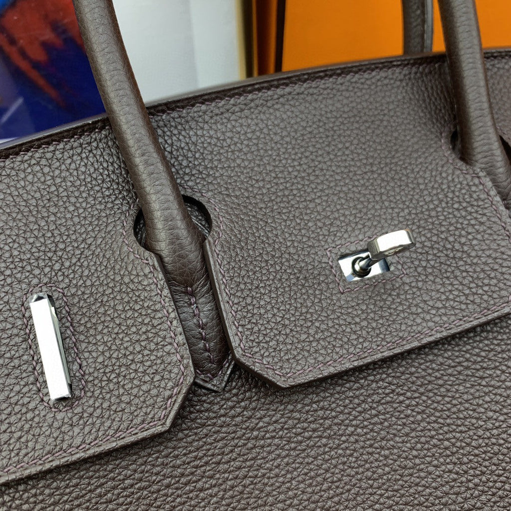 Hermes Birkin 30 Nata Swift Silver Hardware Dark Brown