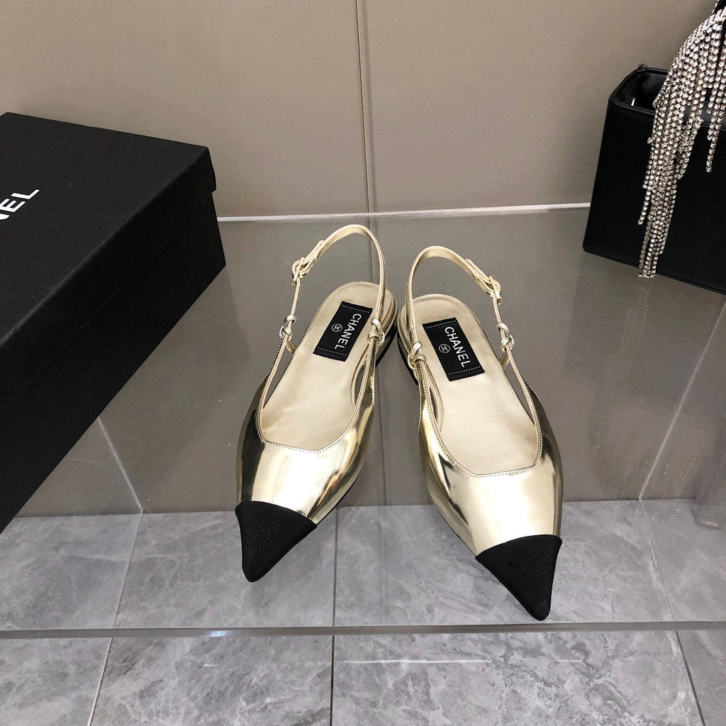 Chanel Sling Back Gold