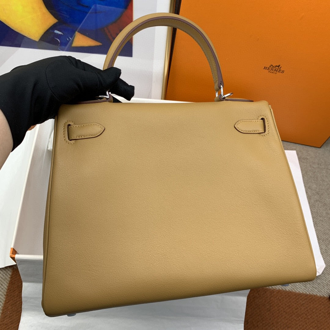 Hermes Kelly 28 Togo Silver Hardware Brown