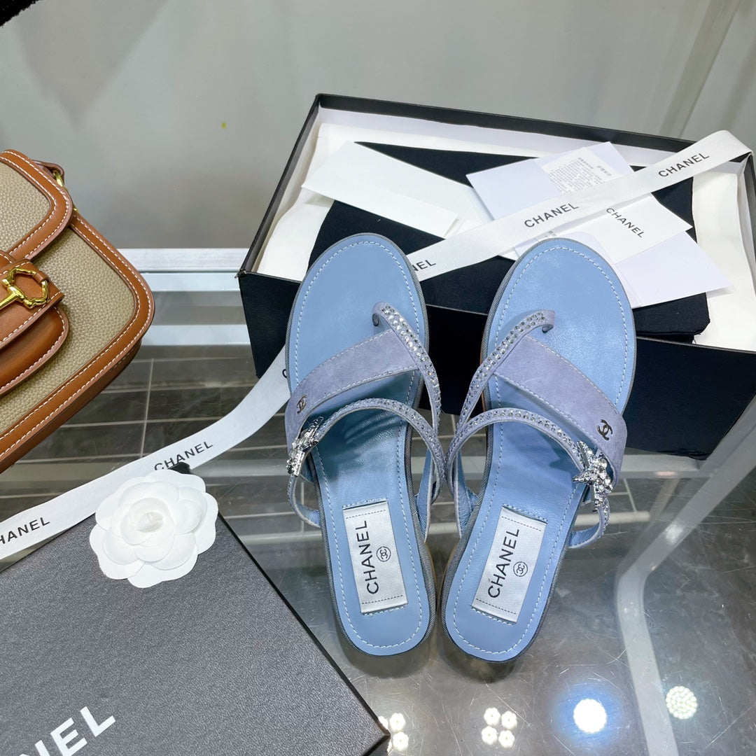 Chanel Sandals Emerald Blue