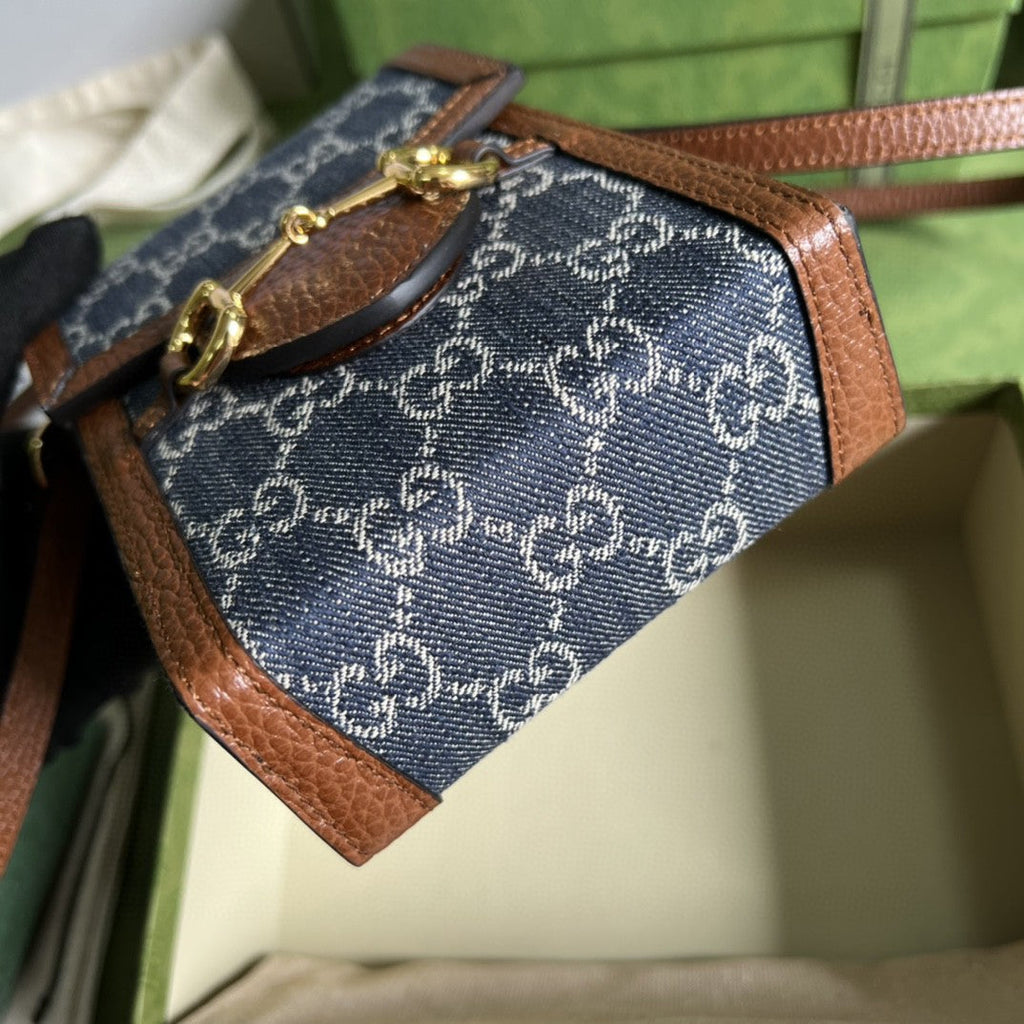 Gucci 625615 Horsebit 1955 Mini Bag 12cm Blue
