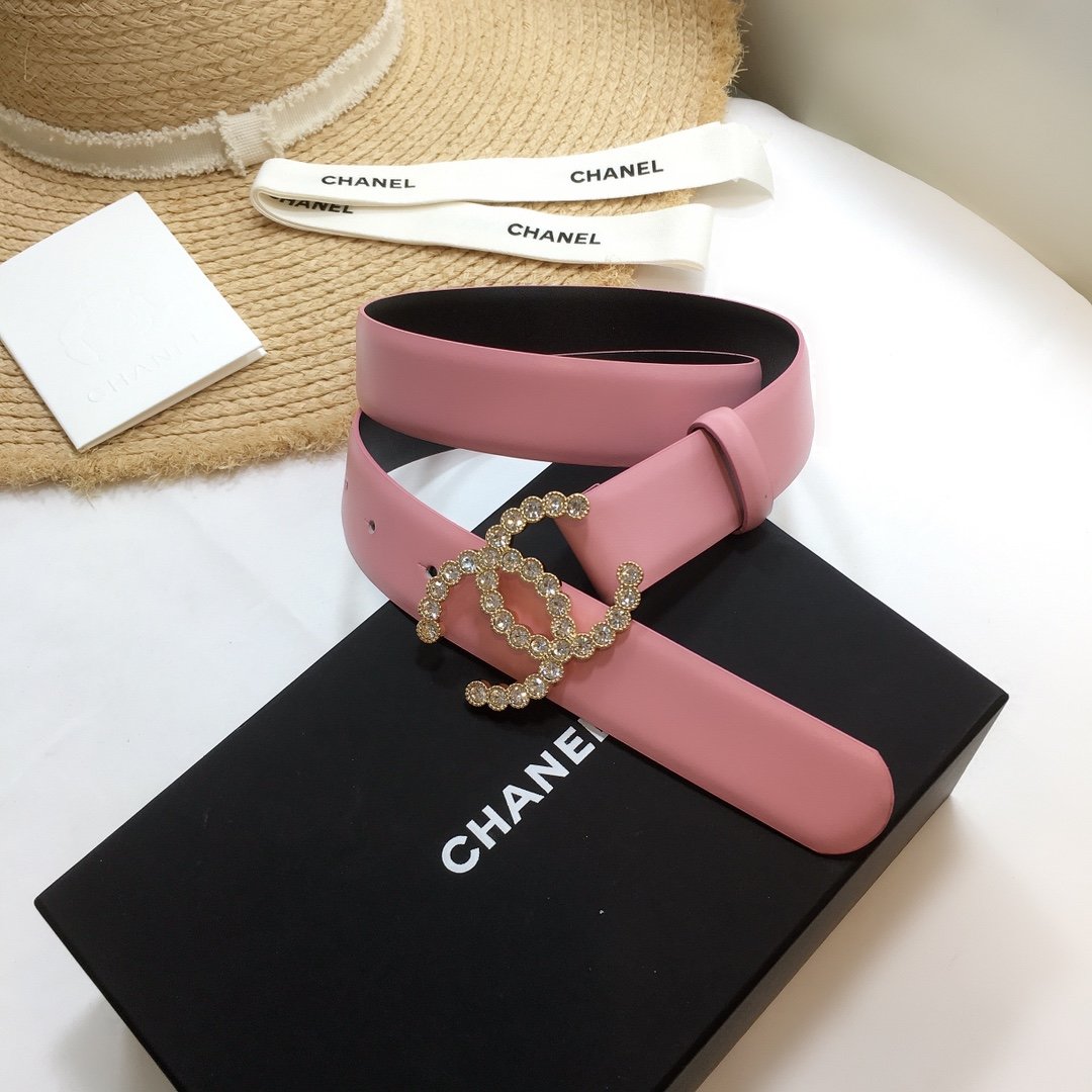 Chanel Belt With Beaded Buckle Pink