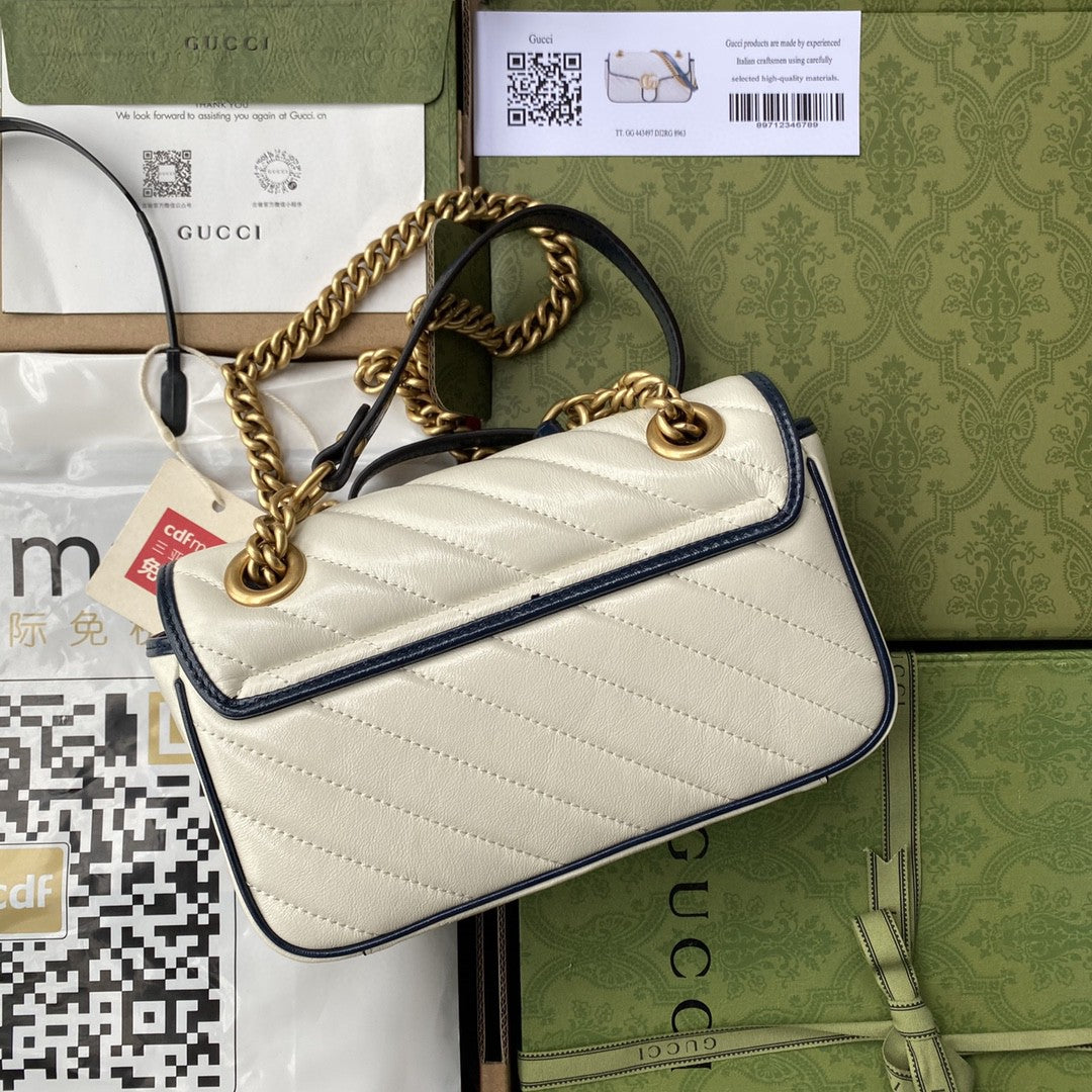 Gucci Marmont Matelassé Mini Bag 23cm White