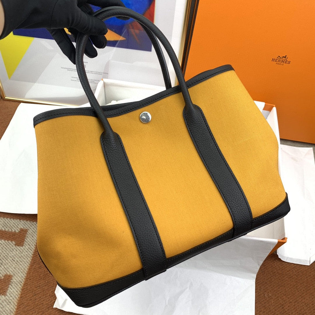 Hermes Canvas Garden Party 36cm Bag Yellow