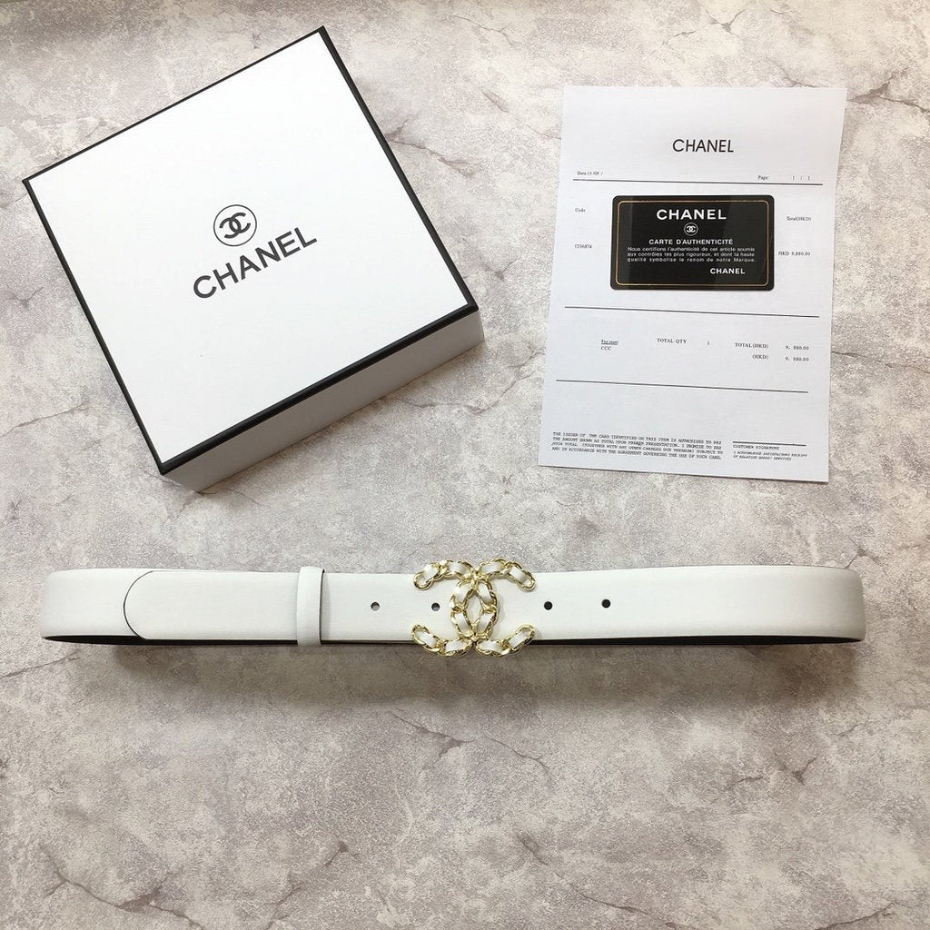Chanel Belt With Double C Buckle White