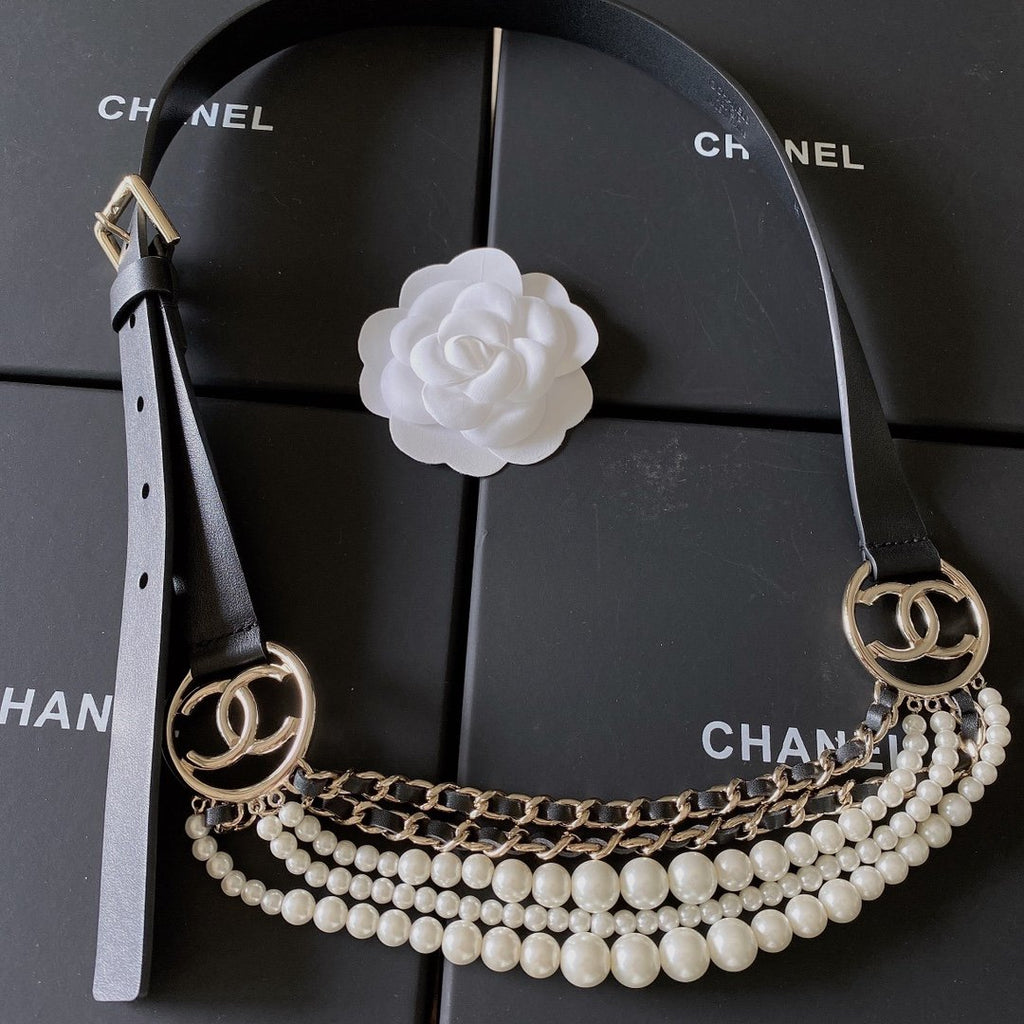 Chanel Belt With Square Metal Buckle Black
