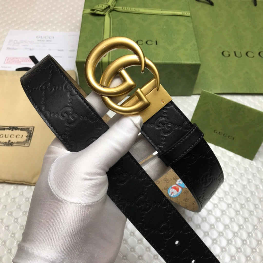 Gucci Belt With Double G Buckle Doreamon Black