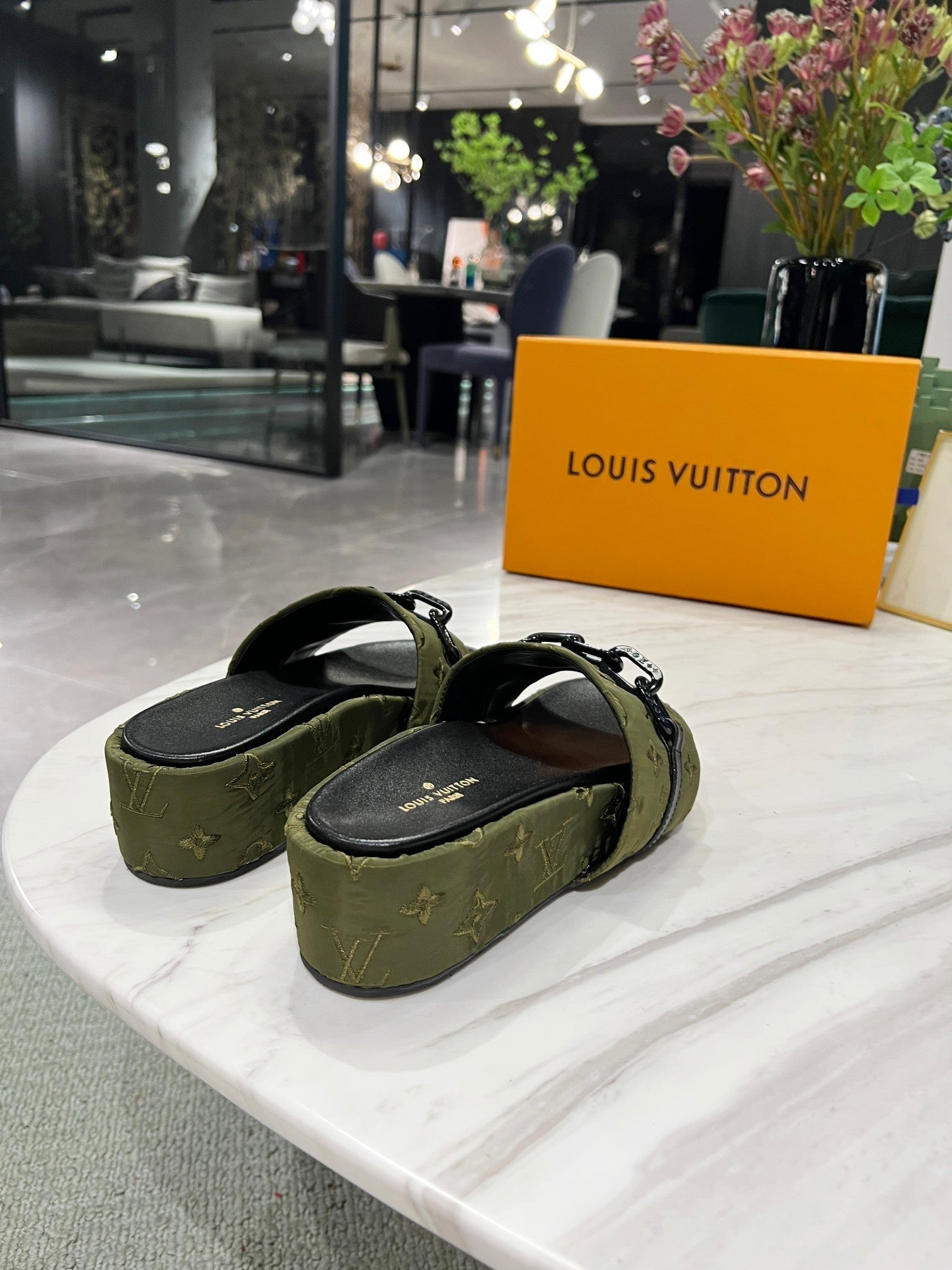 Louis Vuitton Jumbo Flatform Mule Green