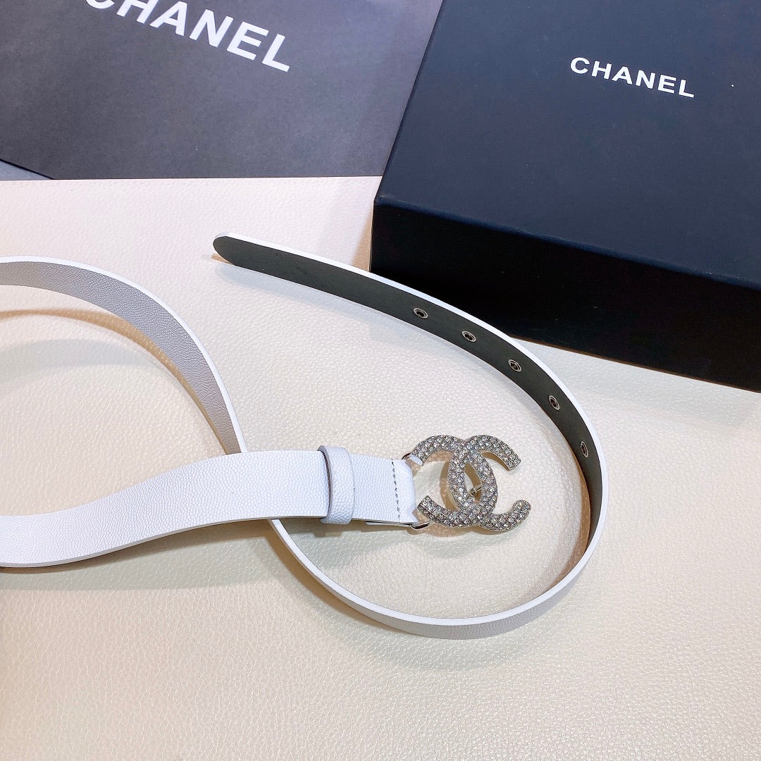 Chanel Belt With Beaded Buckle White