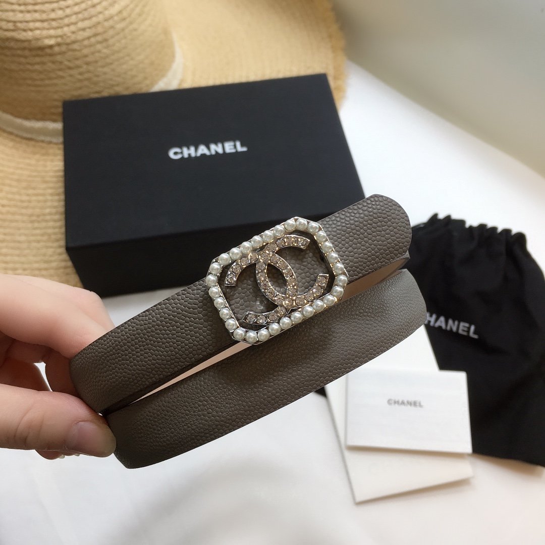 Chanel Belt With Double C Buckle Brown