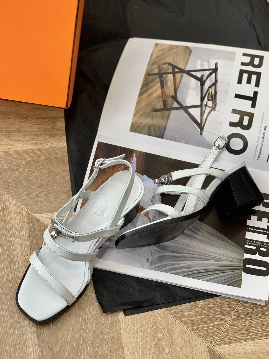 Hermes Eve 60 Sandal White