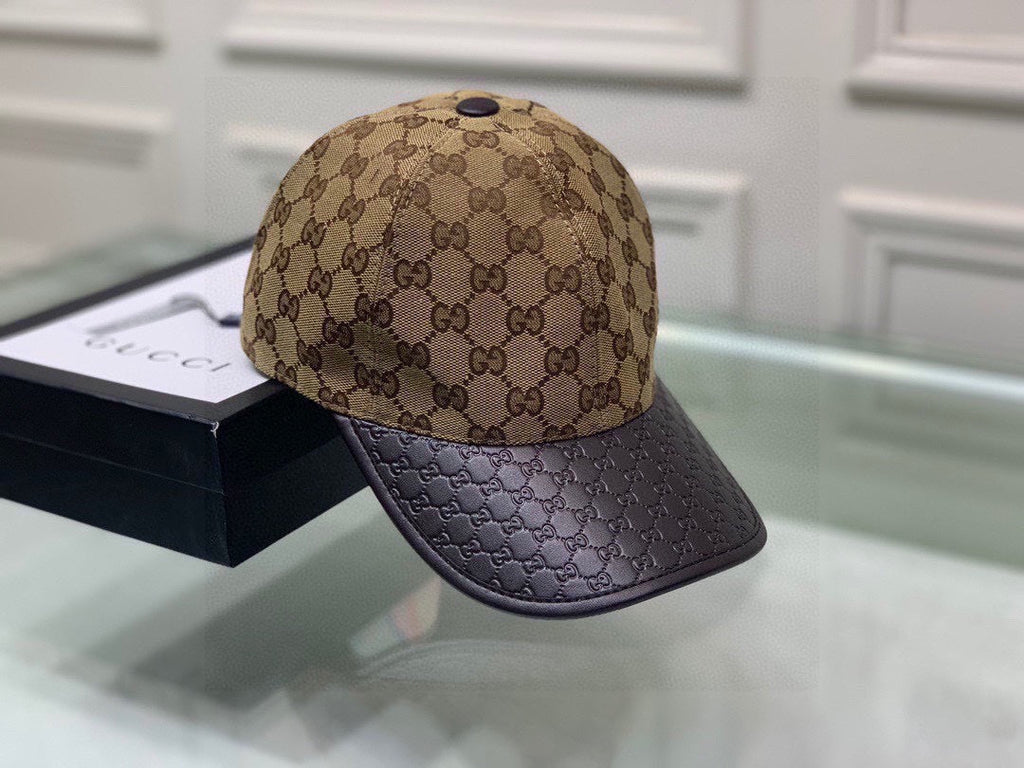 Gucci Canvas Baseball Cap with Web Brown