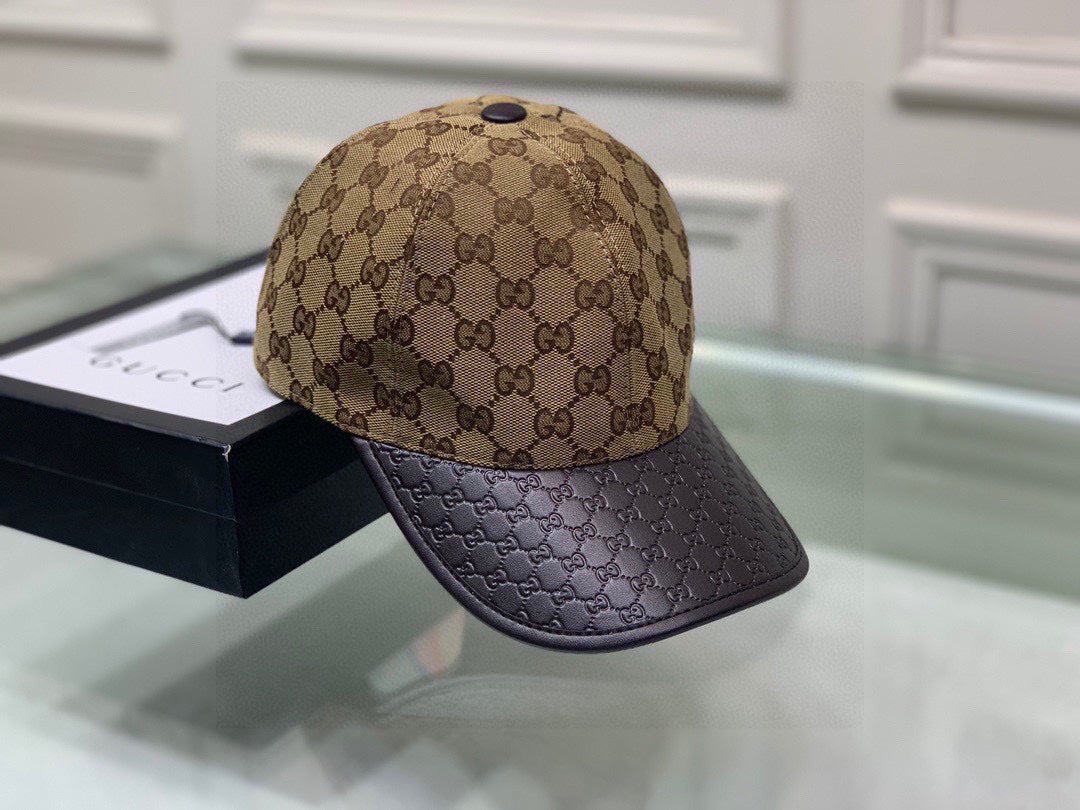 Gucci Canvas Baseball Cap with Web Brown