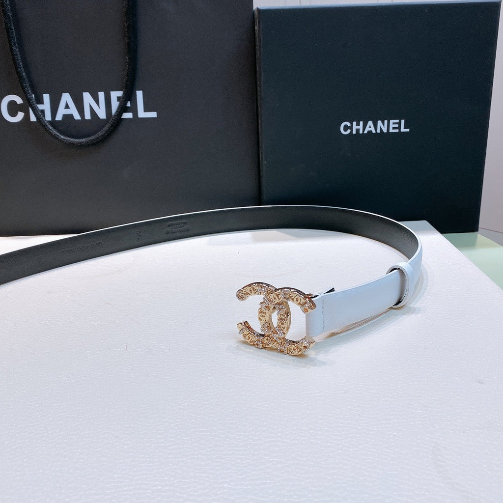 Chanel Belt With Beaded Buckle White