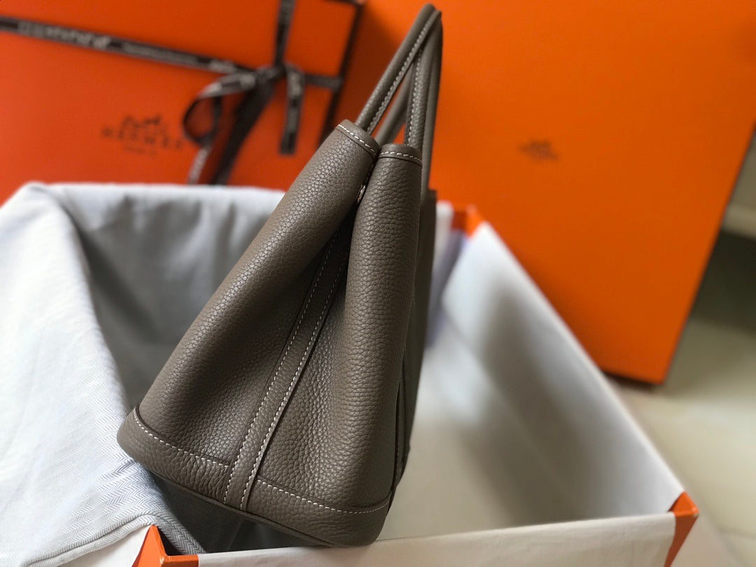 Hermes Garden Party 30cm Bag Dark Grey