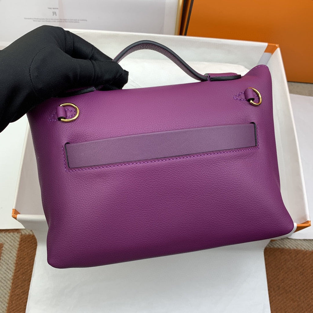 Hermes 24 24 21cm Noir Black Clémence Purple
