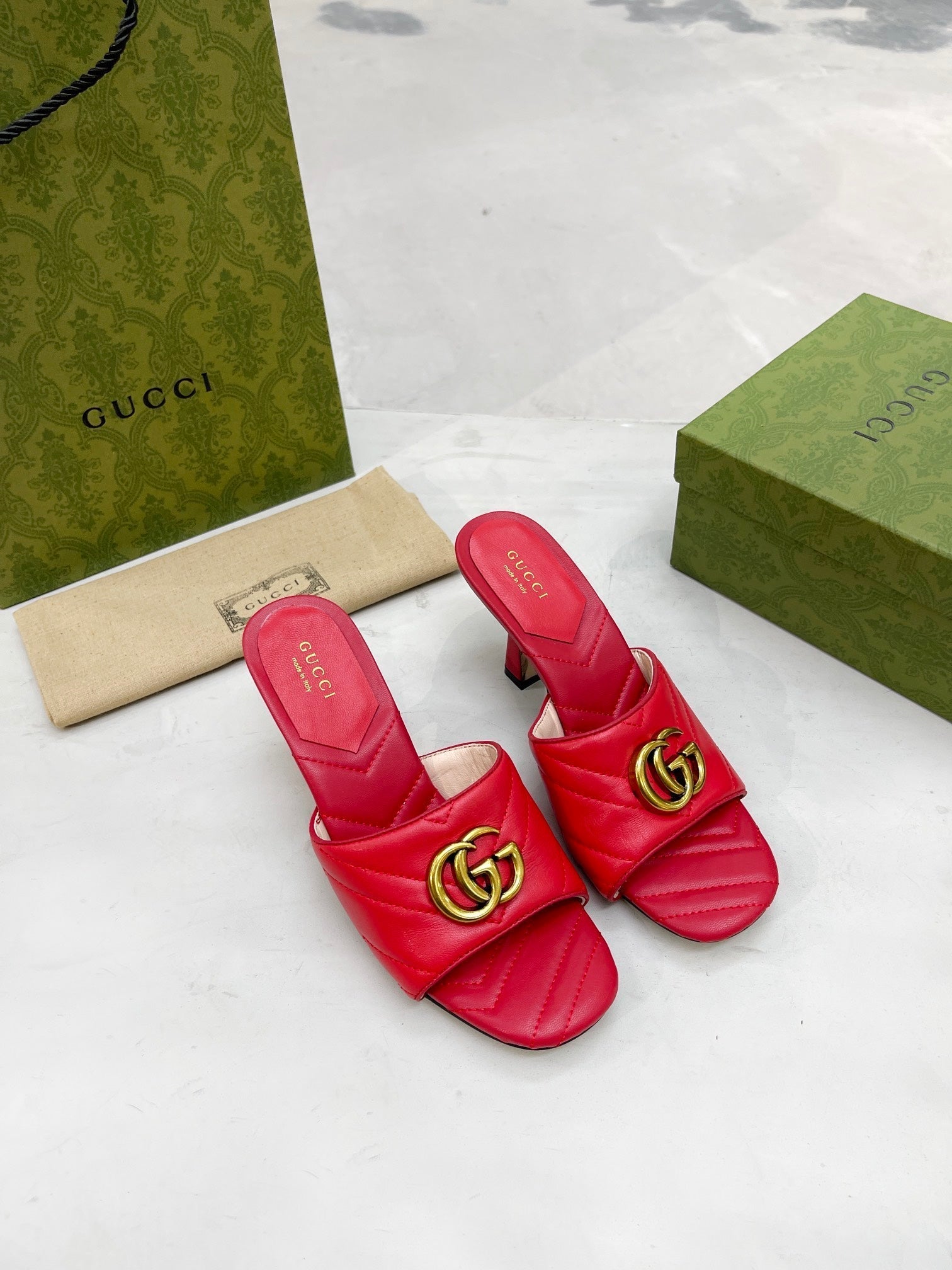 Gucci Double G Slide Sandal Red