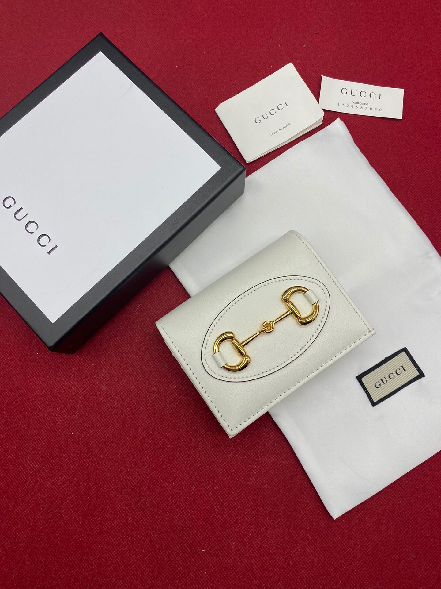 Gucci Horsebit 1955 White Card Case 11cm