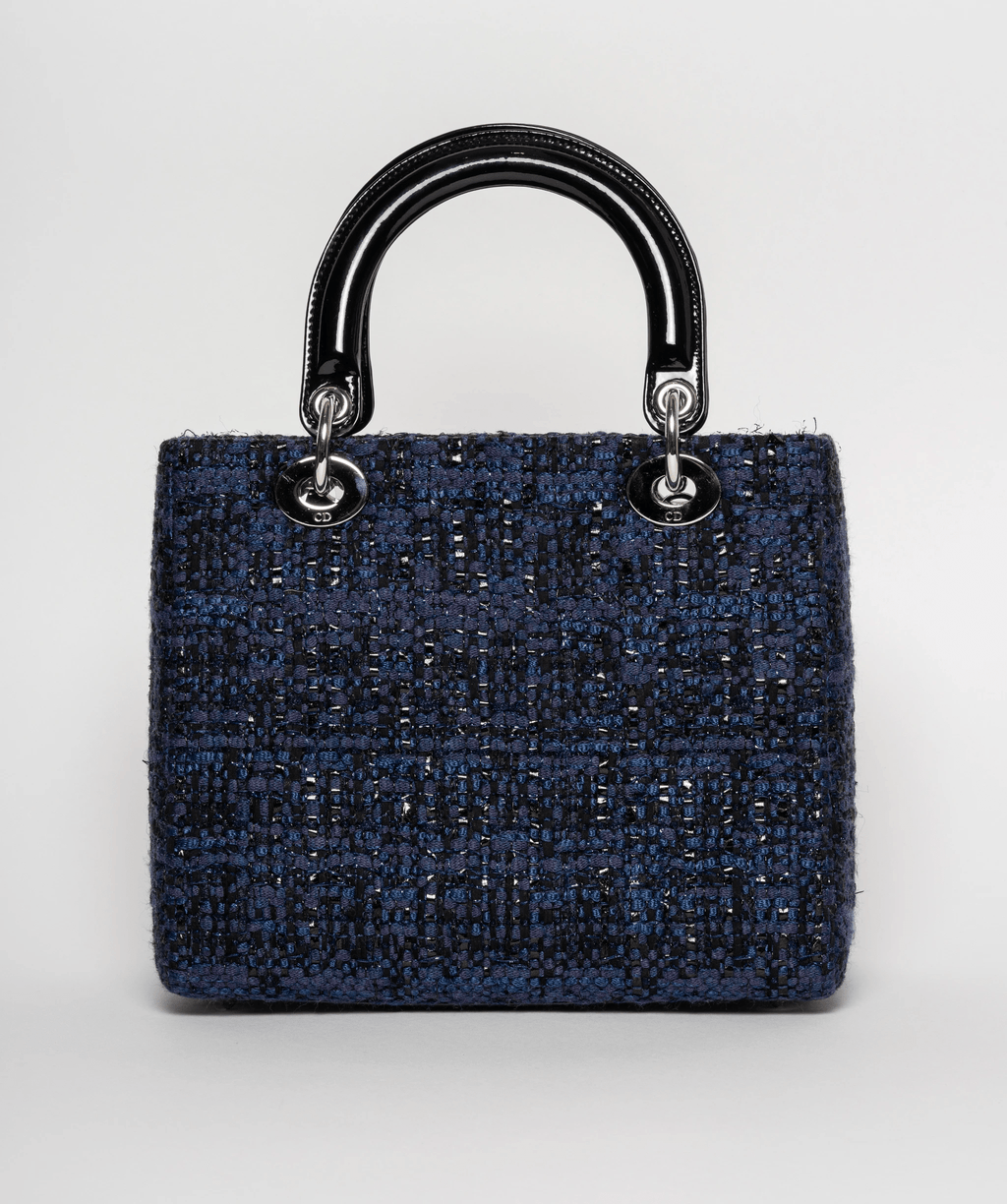 Christian Dior Blue Tweed and Patent Lady Dior Bag - Cap N Wrap