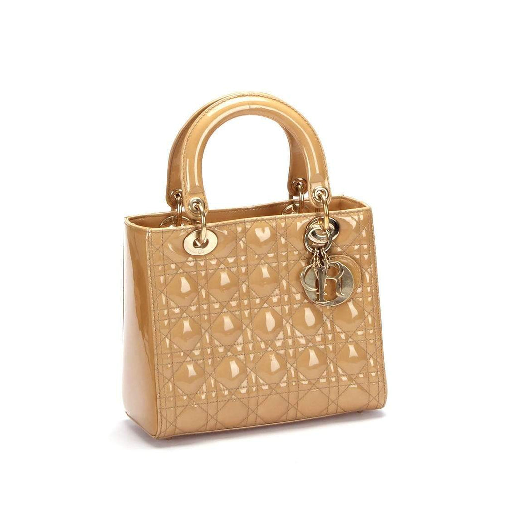 Christian Dior Beige Medium Patent Leather Lady Dior - RCL1179 - Cap N Wrap