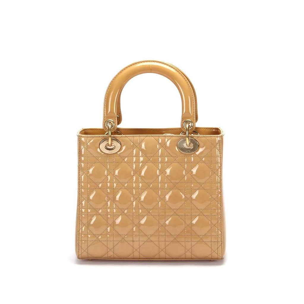 Christian Dior Beige Medium Patent Leather Lady Dior - RCL1179 - Cap N Wrap