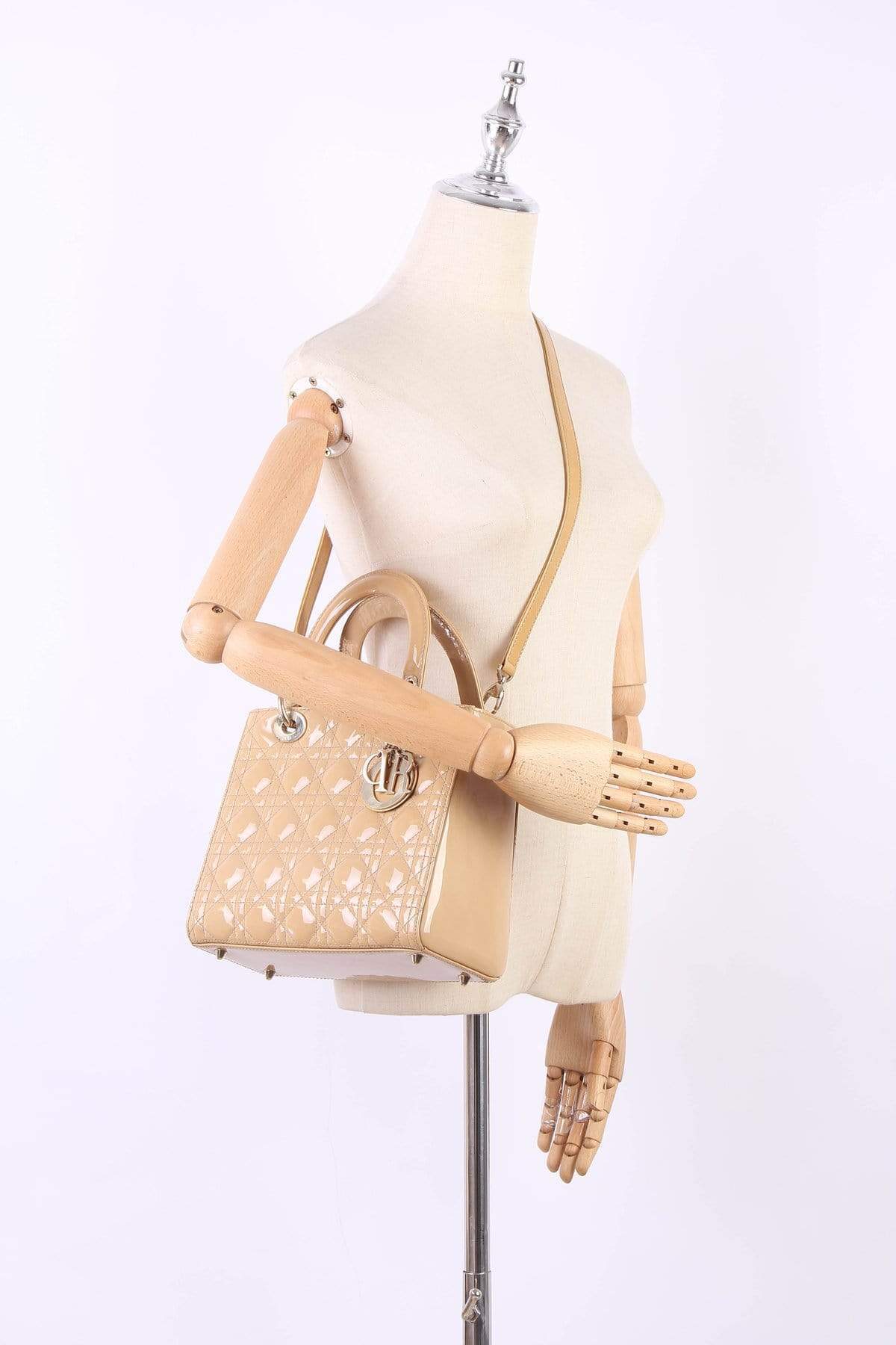 Christian Dior Beige Medium Patent Leather Lady Dior - RCL1179 - Cap N Wrap