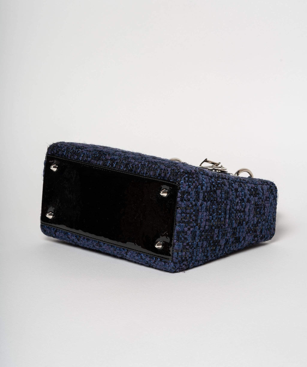 Christian Dior Blue Tweed and Patent Lady Dior Bag - Cap N Wrap