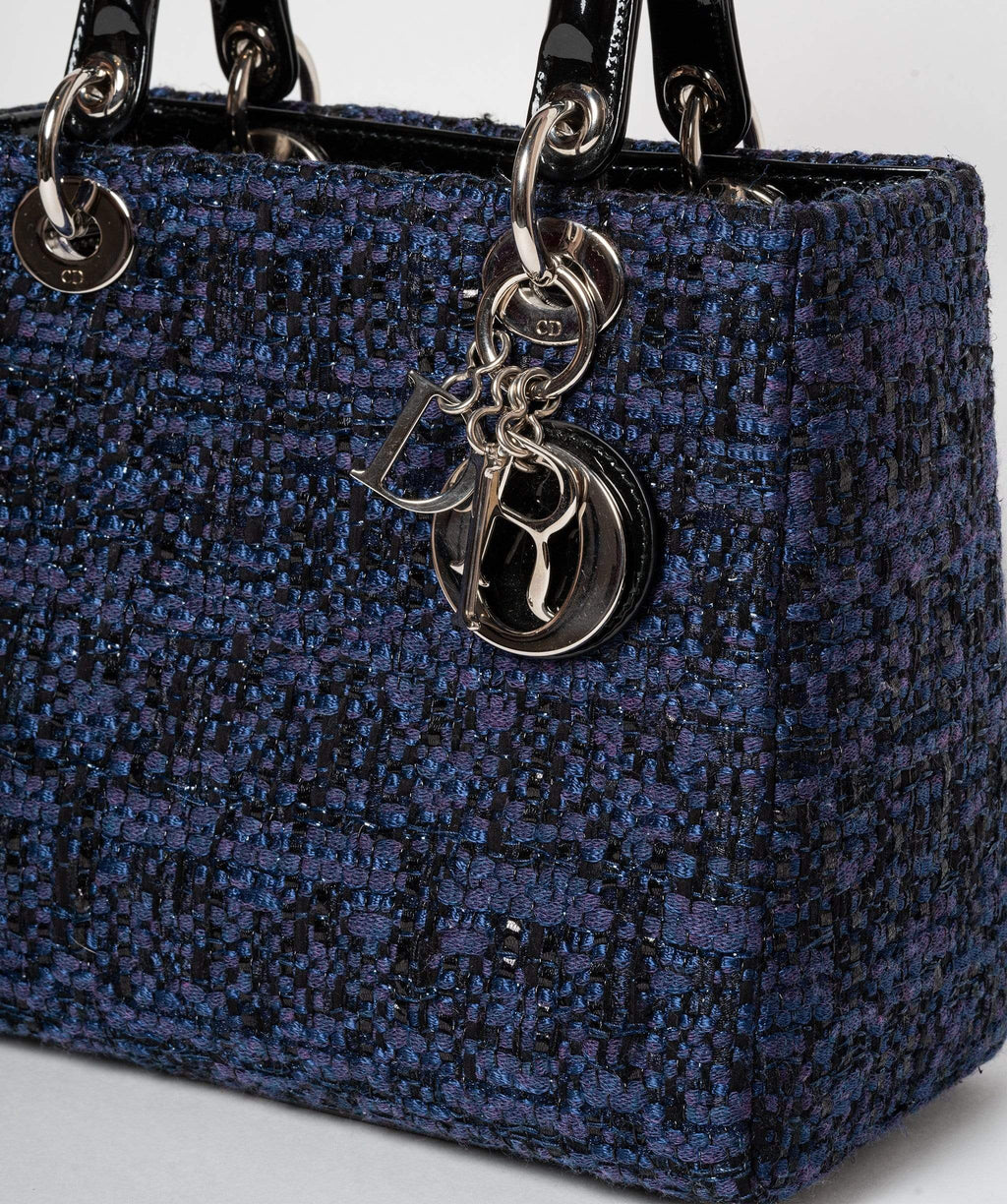 Christian Dior Blue Tweed and Patent Lady Dior Bag - Cap N Wrap