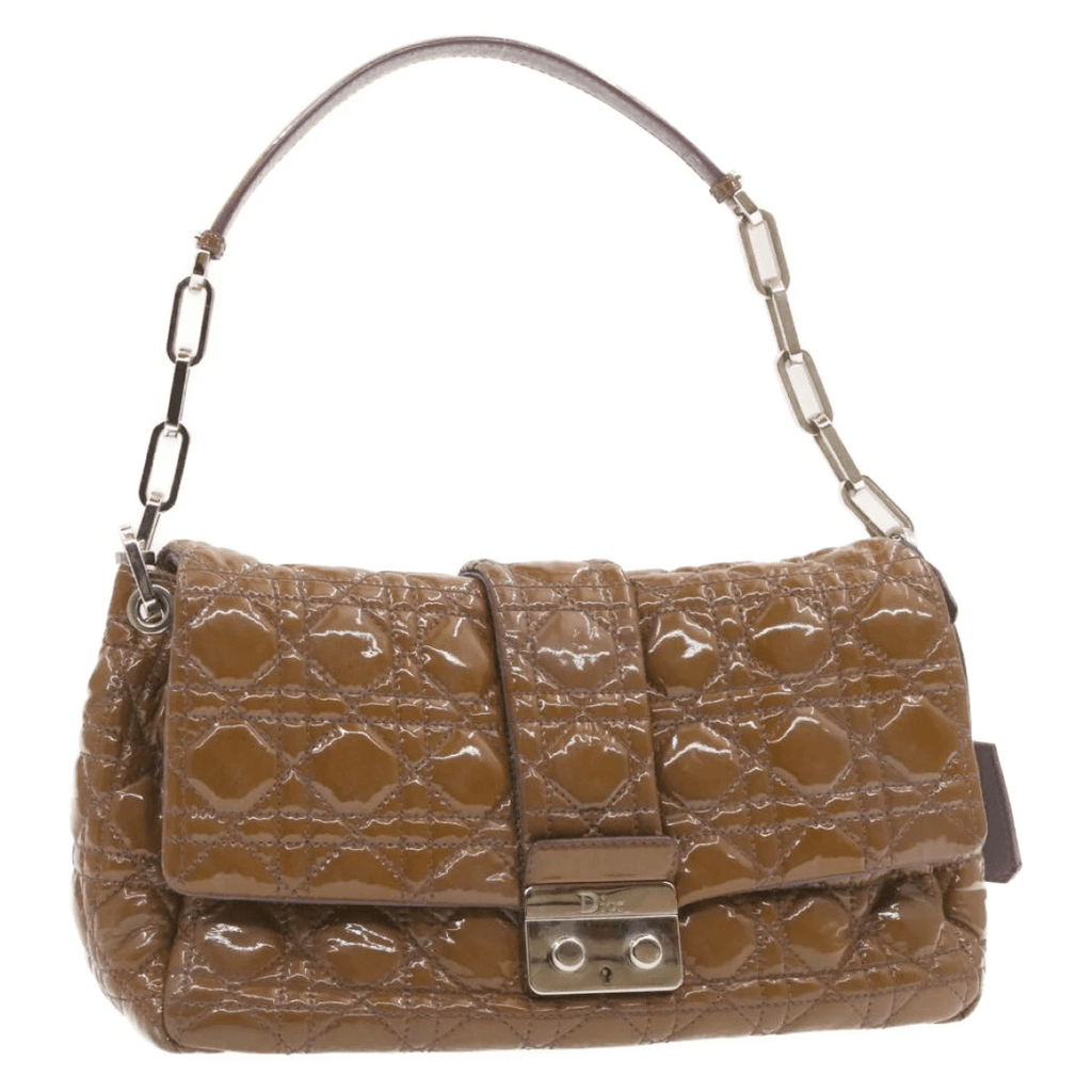 CHRISTIAN DIOR Canage Shoulder Bag Patent Leather Brown Auth rd1612 - Cap N Wrap