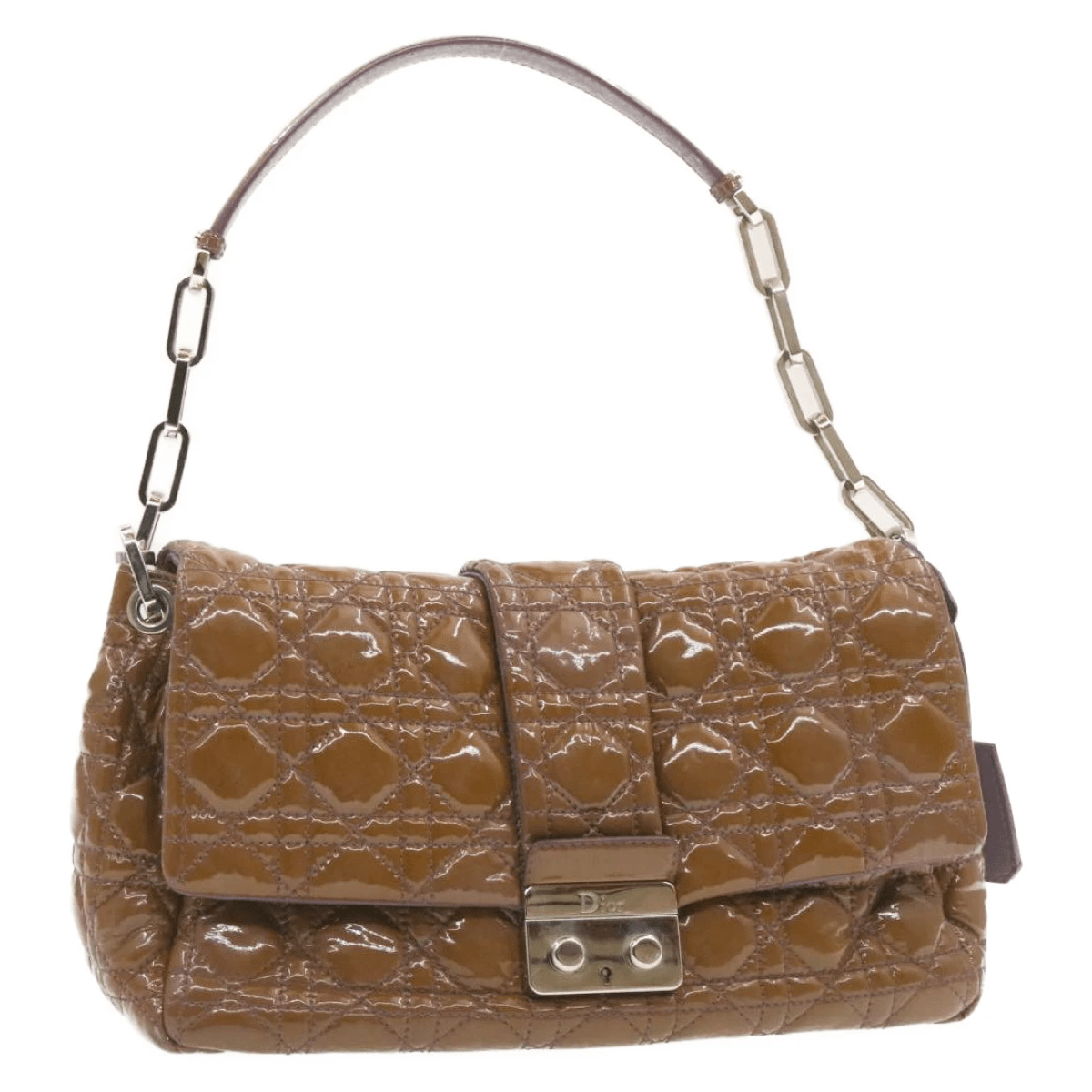 CHRISTIAN DIOR Canage Shoulder Bag Patent Leather Brown Auth rd1612 - Cap N Wrap