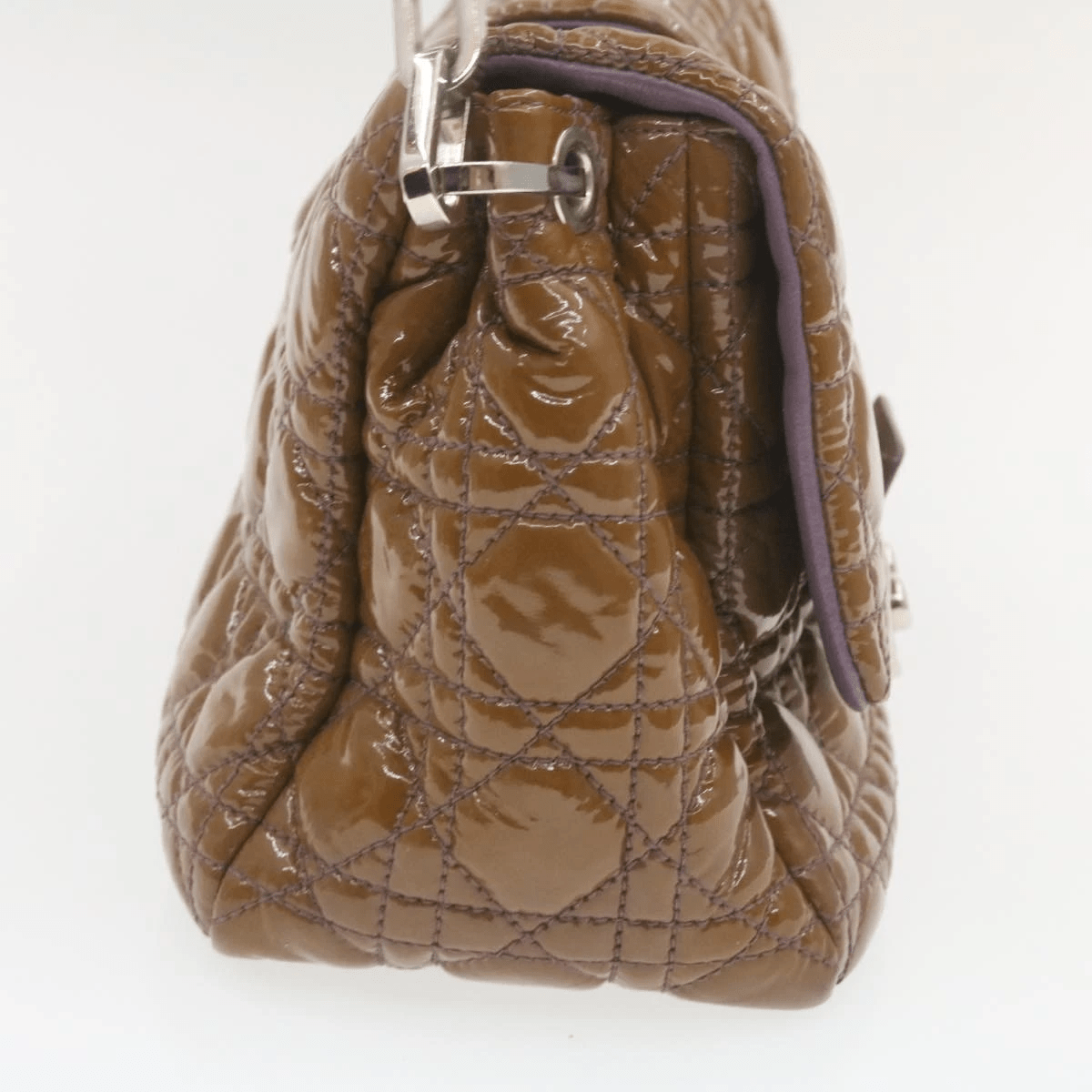 CHRISTIAN DIOR Canage Shoulder Bag Patent Leather Brown Auth rd1612 - Cap N Wrap