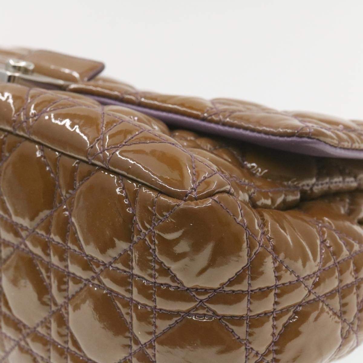 CHRISTIAN DIOR Canage Shoulder Bag Patent Leather Brown Auth rd1612 - Cap N Wrap