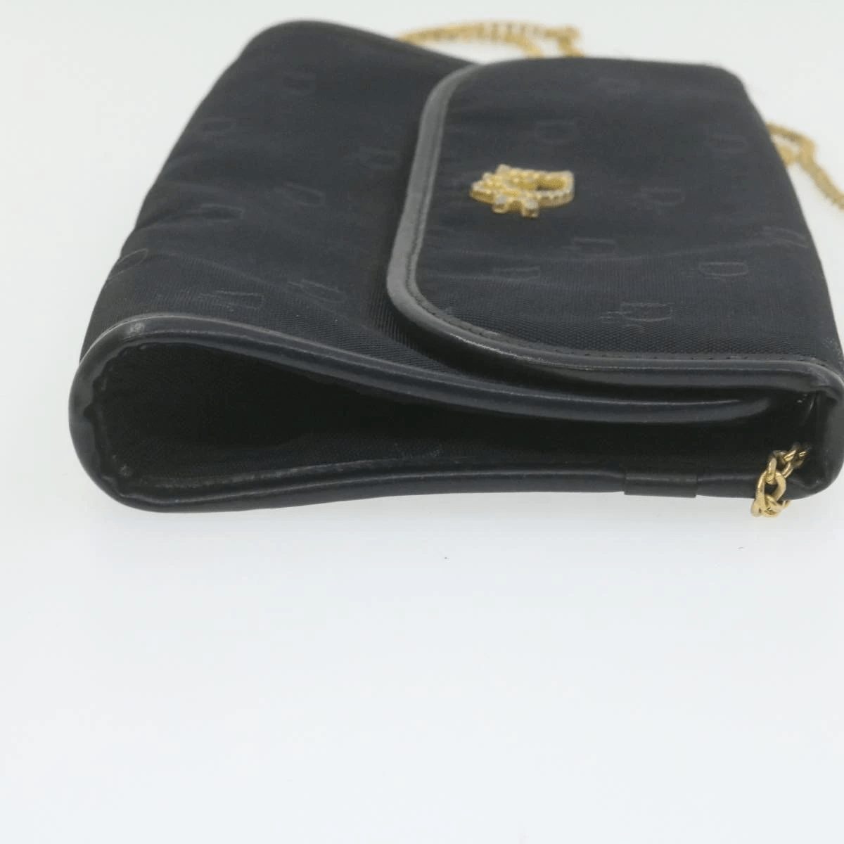 CHRISTIAN DIOR Chain Shoulder Bag Black Canvas Auth 21499 MW2753 - Cap N Wrap