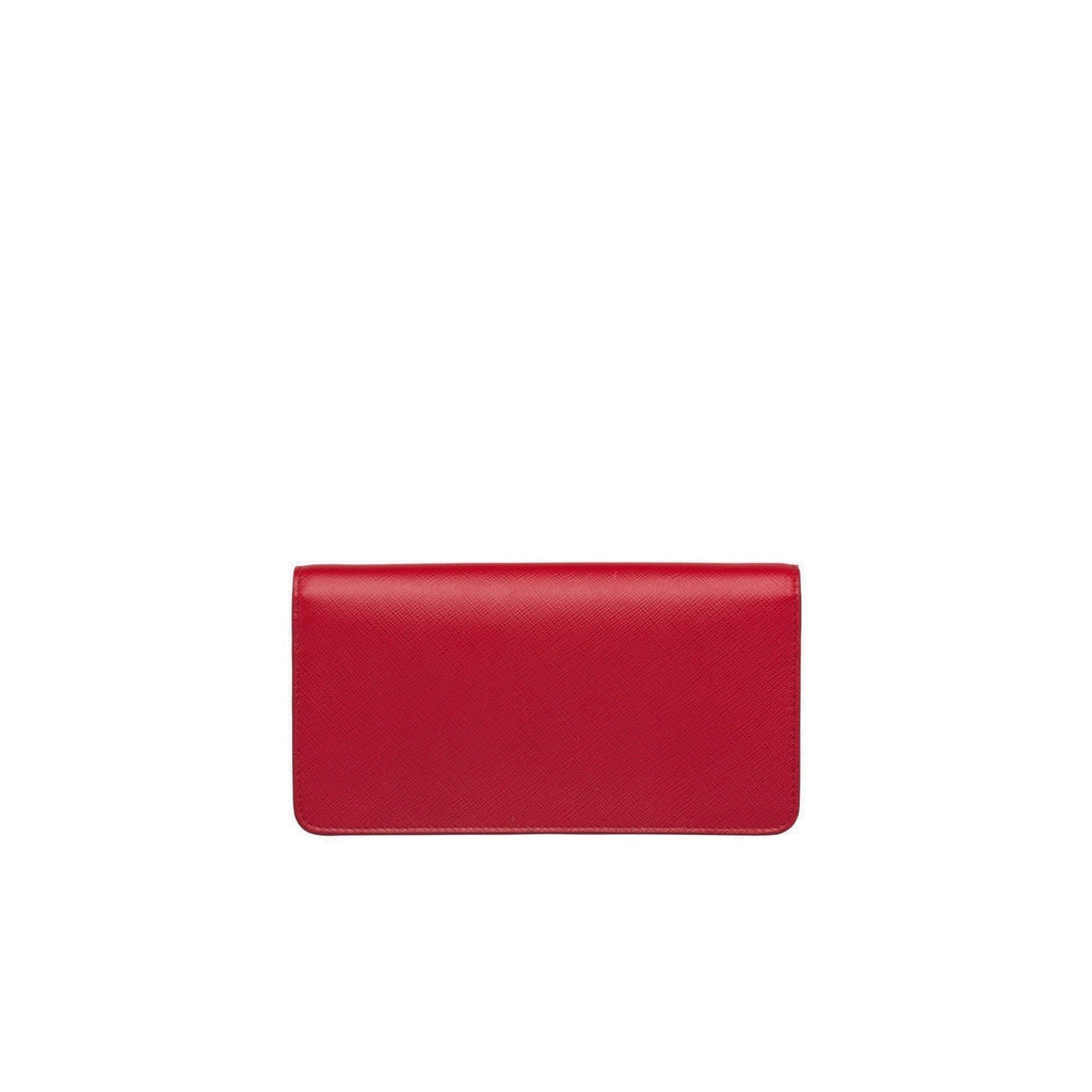 Saffiano Leather Continental Mini Clutch Bag in Red
