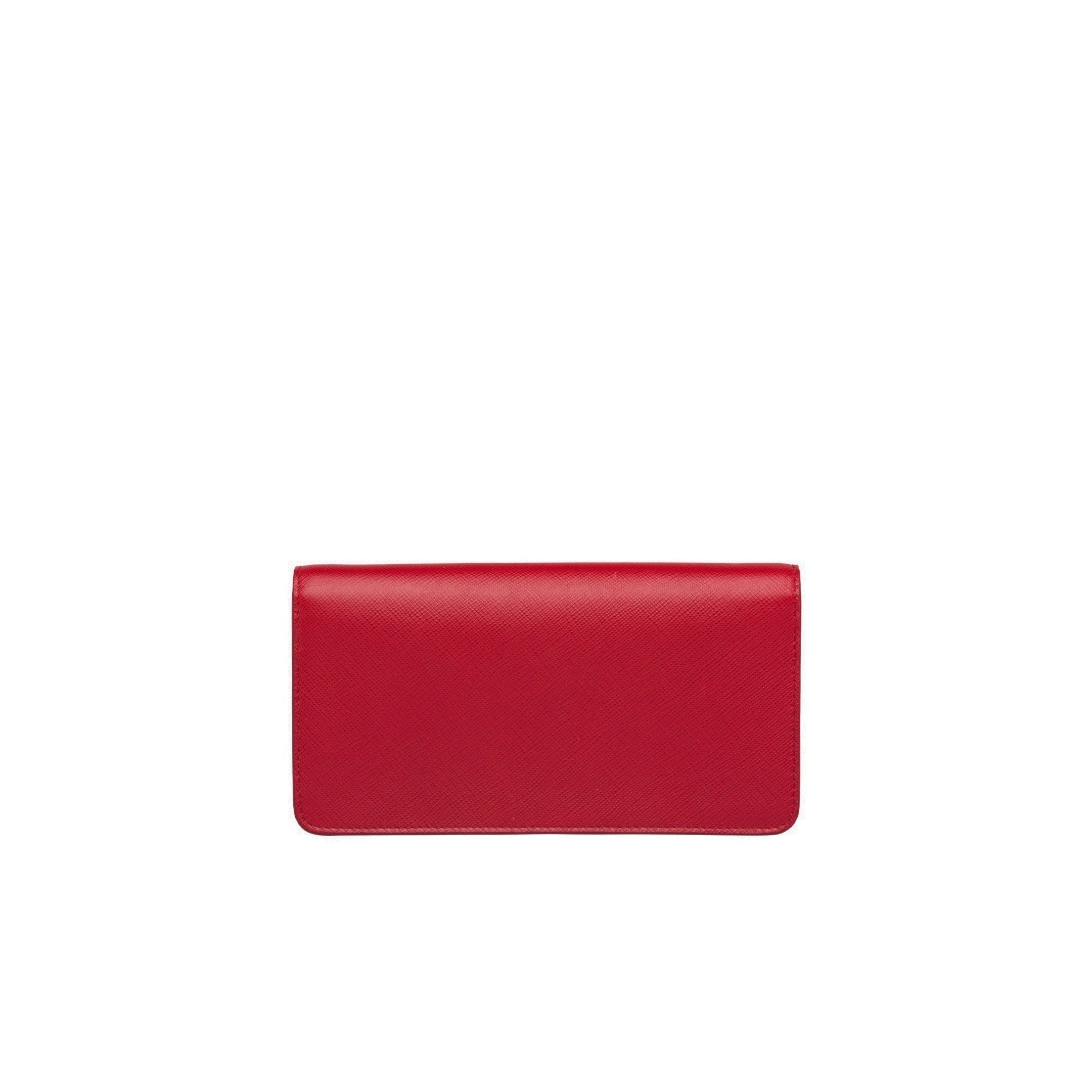 Saffiano Leather Continental Mini Clutch Bag in Red