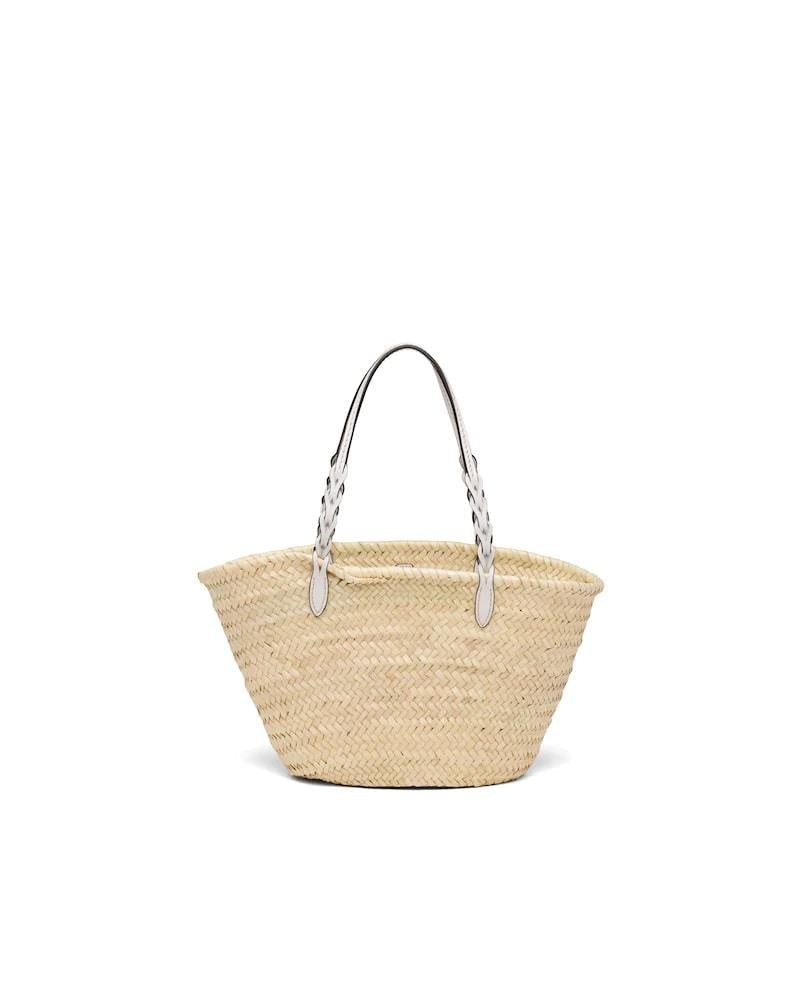 Prada Woven Palm and Leather Tote