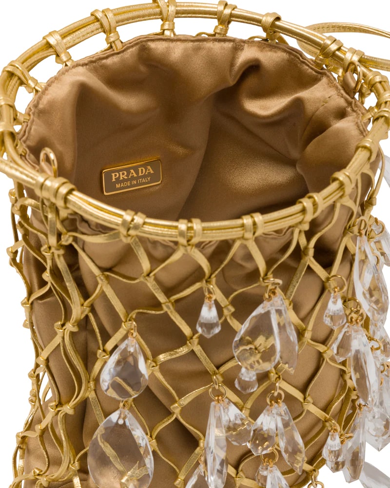 Prada Leather Mesh and Satin Clutch