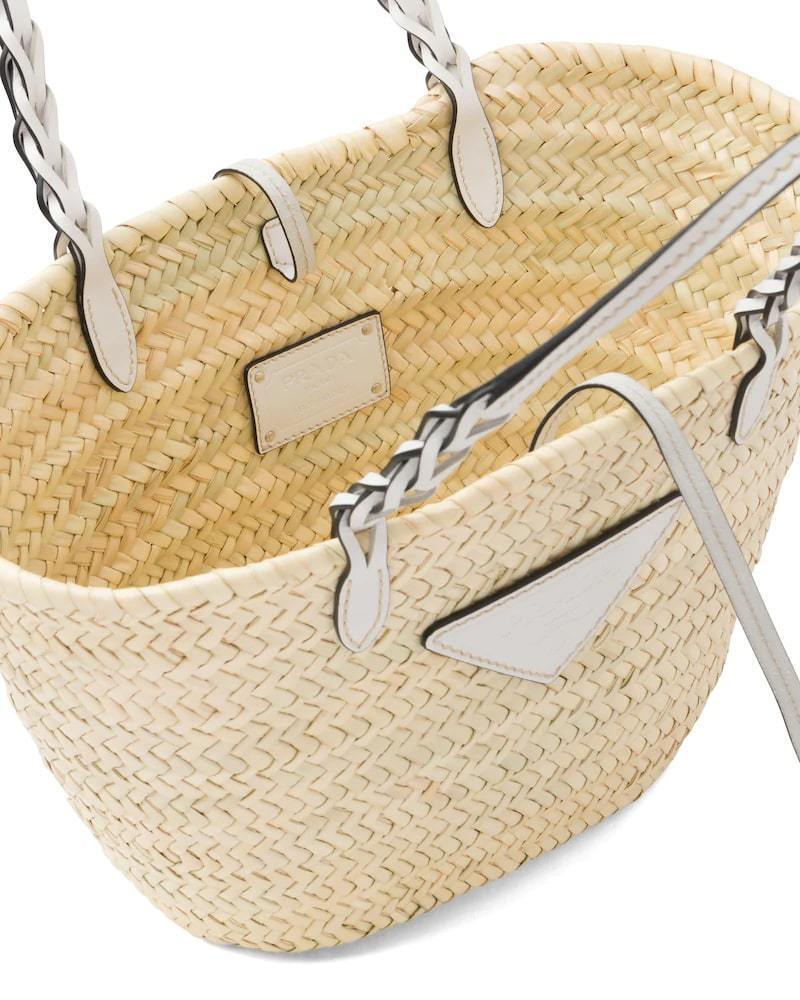 Prada Woven Palm and Leather Tote
