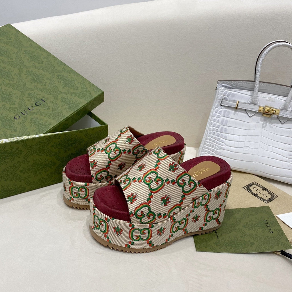 Gucci Platform Slide Sandal Beige