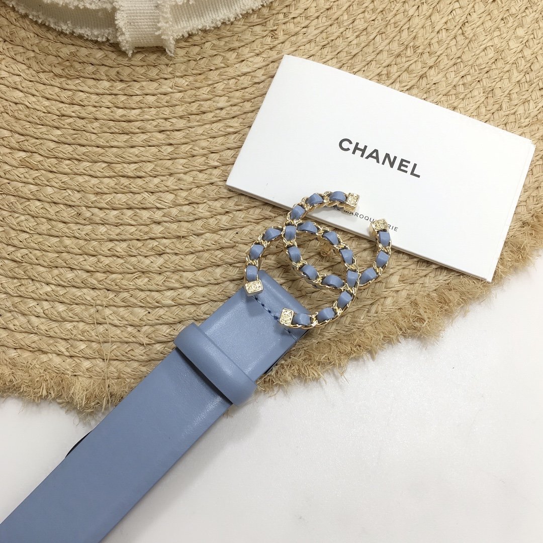 Chanel Belt With Double C Buckle Blue
