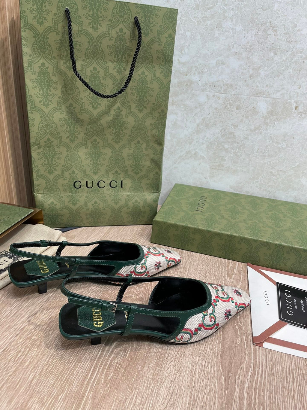 Gucci Slingback Pumps Beige