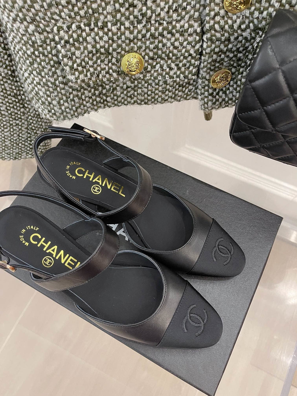 Chanel Sling Back Black