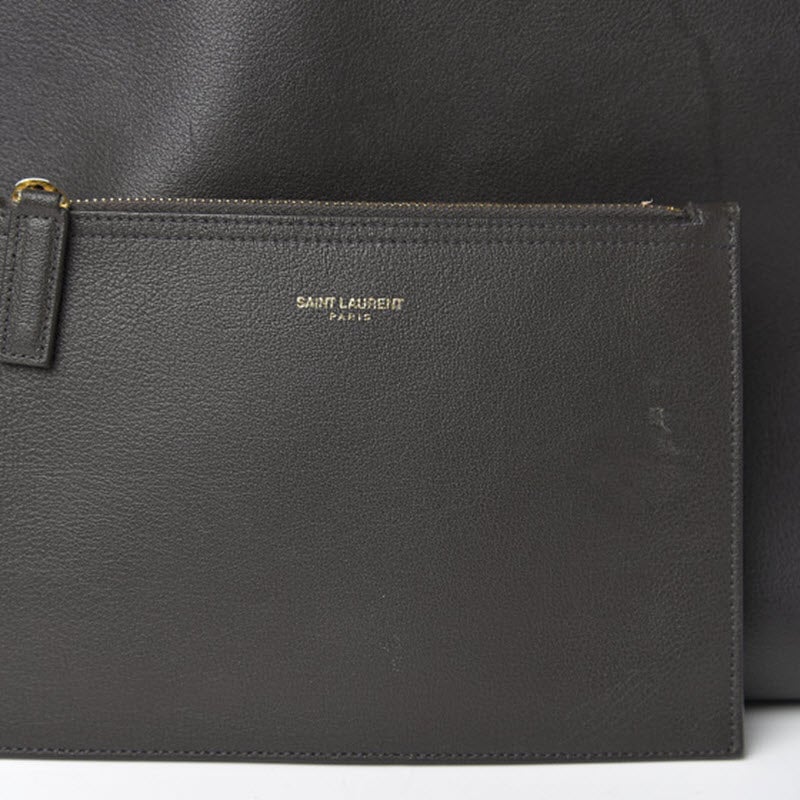 Saint Laurent Shopping Calfskin Large Dark Grey Leather Tote