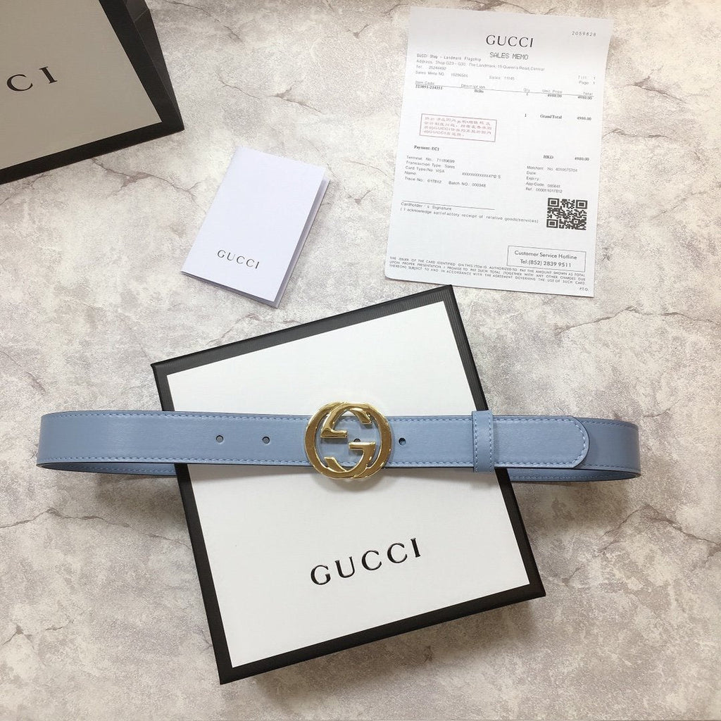Gucci Belt With Double G Buckle Blue