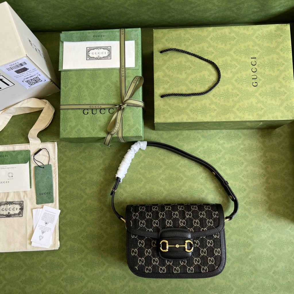 Gucci Horsebit 1955 Shoulder Bag 25cm 602204 Black